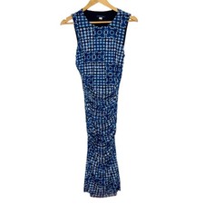 Tommy Hilfiger Island Tile Mesh Sleeveless Gathered Dress Blue Size 10