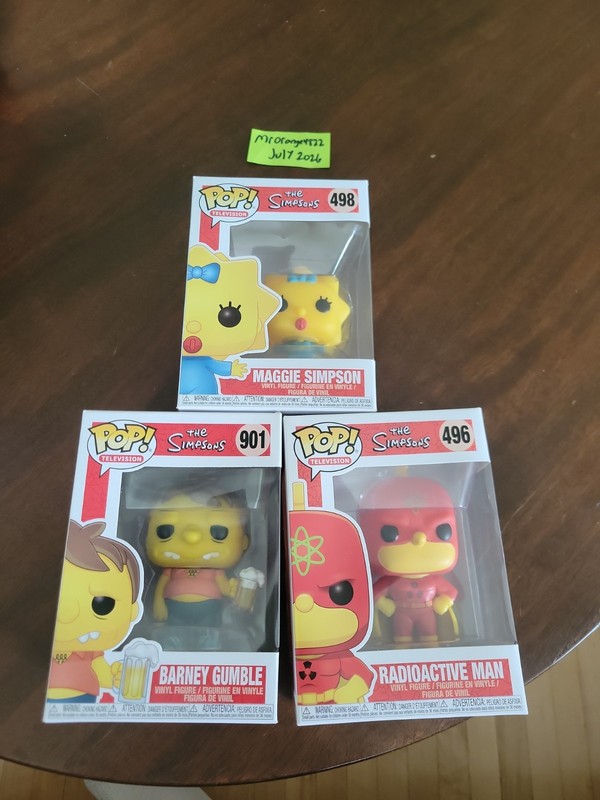 Funko Pop! Vinyl: The Simpsons Lot of 3 Maggie Radioactive Man Barney Gumble