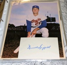 Derrell Griffith Los Angeles Dodgers Signed Cut With 8x10 Photo W/Our COA