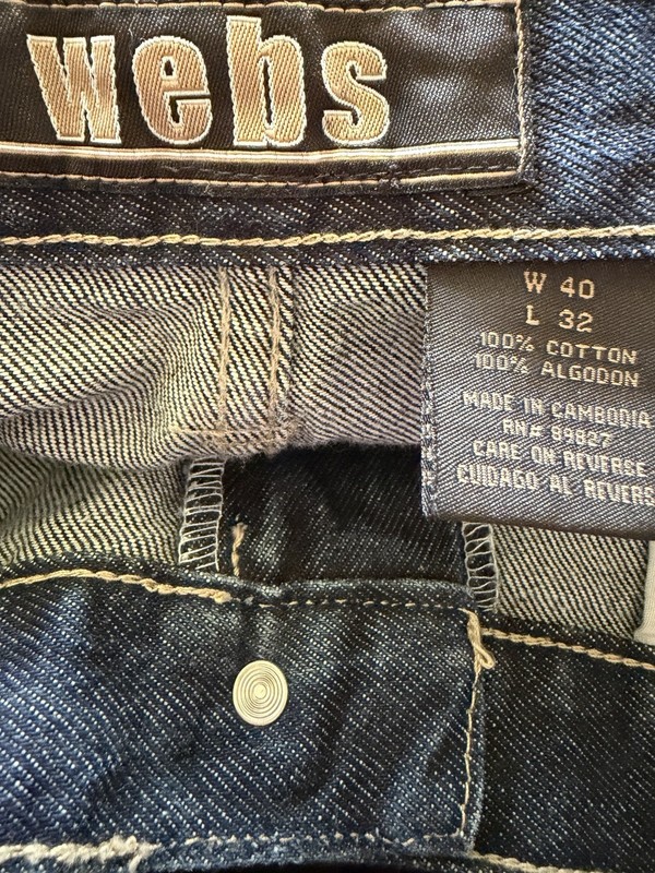 webs mens used blue dark wash denim jeans straight fit mid rise 5-pocket