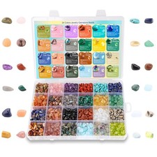 Crystal Chips Beads for Jewelry Making, 24 Colors Natural Gemstone Beads Maki...
