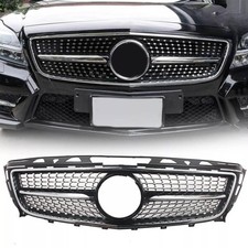 1X Diamond Front Bumper Grille for Mercedes-Benz W218 CLS-Class 11-14 Full Black