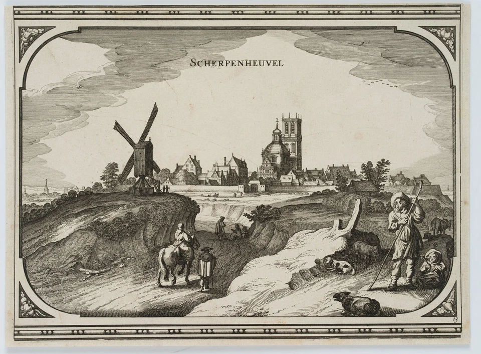 Z. ROMAN (17.Jhd), Alte Ansicht von Scherpenheuvel, um 1660, Rad. Barock - Bild 2 von 4
