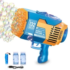 Upgraded 132 Holes Bubble Machine Gun,Bazooka Bubble Machine,Rocket Bubble Gu...