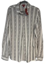 Guess Womens Jen-Haya Shirt  👚 Striped Long Sleeve Button Up Large