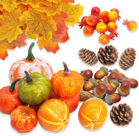 KüNstliche KüRbis Herbst Deko Set 96 StüCk Mit BläTtern, Tannenzapfen, Eicheln