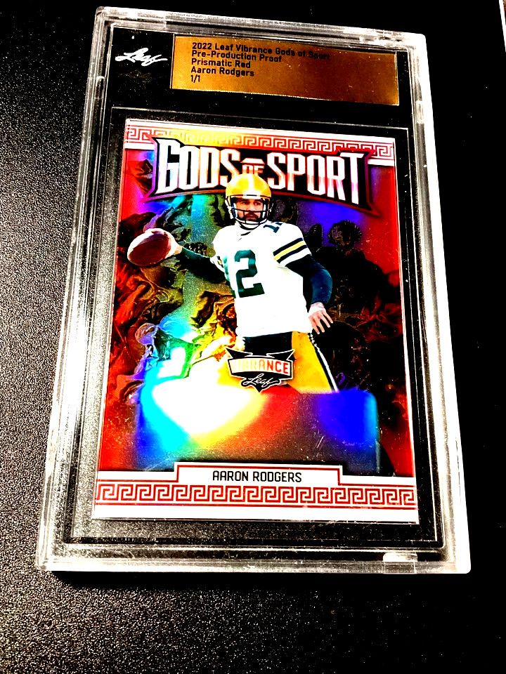 Aaron Rodgers 1/1 Prismatic Red Refractor 2022 Leaf Vibrance Packers SP 1 of 1