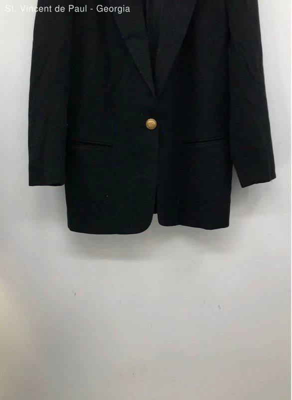 Sag Harbor Black 100% Pure Wool Gold Button Fleece Blazer - Size 14 - Image 2 of 4