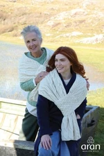 Aran Woollen Mills Pull Through Supersoft Merino Wool Cable Knit Shawl, One Size