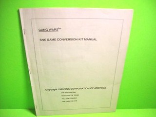 GANG WARS Original 1989 Video Arcade Game Conversion Kit Service Manual Repair