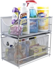 Sorbus Cabinet Organizer Set —Mesh Storage Organizer with Pull Out Drawers—Ideal