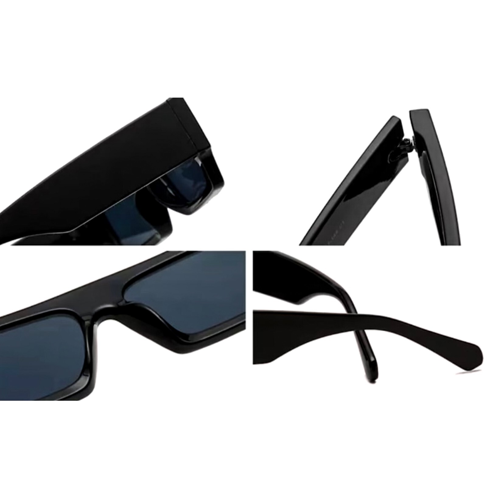 Original OG Rectangular Narrow Dark Black Frame Black Square Shades — free download