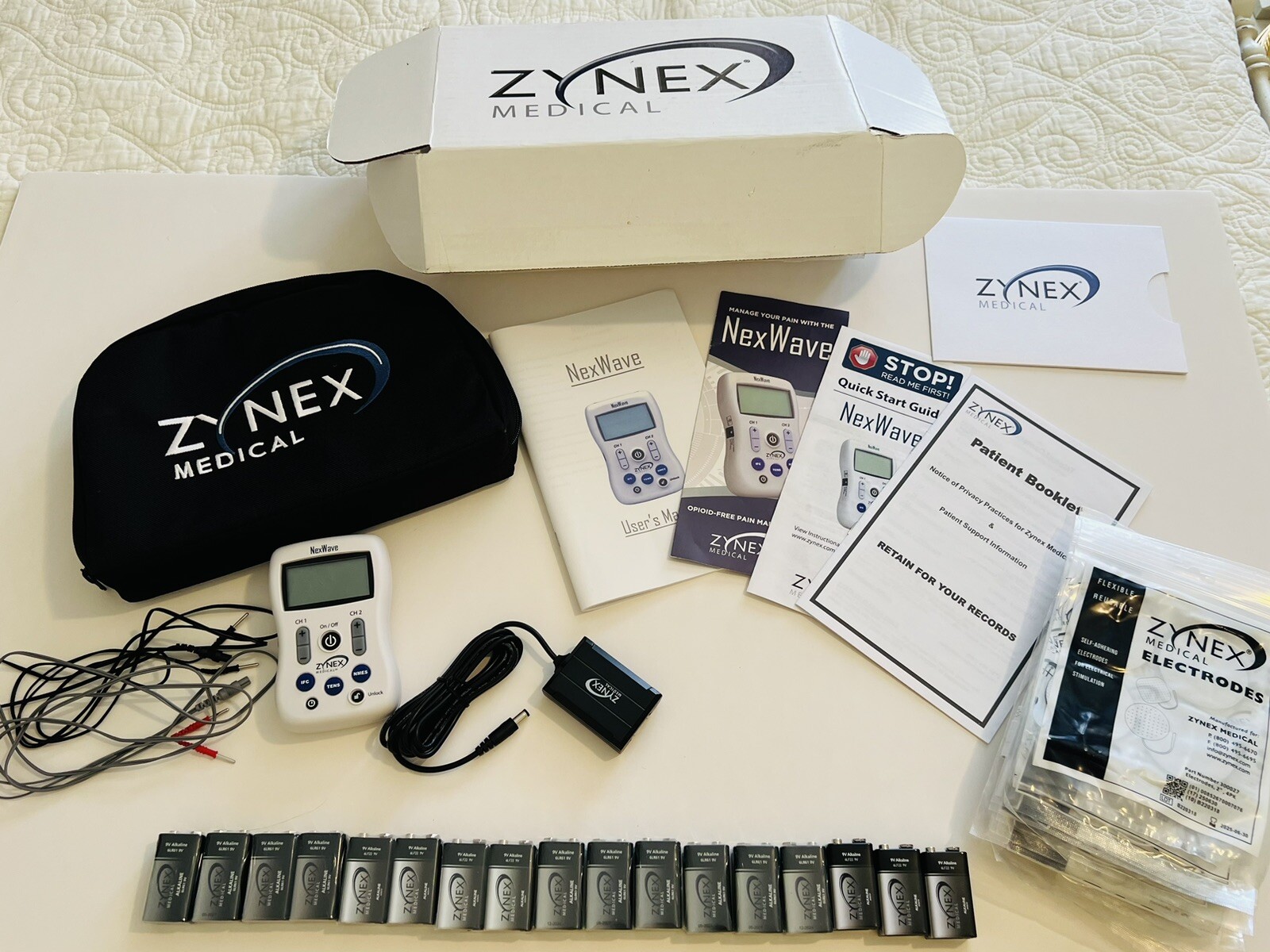 Zynex Medical Nexwave Tens Unit, Carry Case, Batteries And Lots of