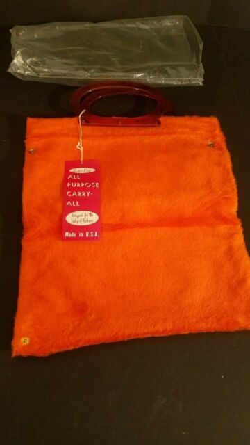 Vintage 1960&#039;s Orange Ladys Pride Fur Purse Carry All Bag In Original Package
