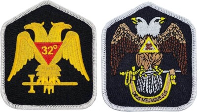 Masonic Scottish Rite 32nd Degree Gold Color Patch  | 2PC - iron on sew  3.5''