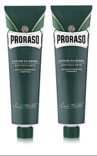 Proraso Shaving Cream Green, Eucalyptus and Menthol, 150ml Tube (2 Pack)
