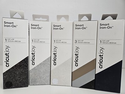 Cricut Joy Lot 5 Smart Iron-on Vinyl 3-Glitter/Navy/Classic Sampler Matte