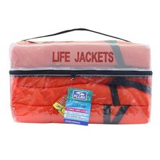 4 Pack Orange Adult Type II Life Vest with Clear Storage Bag
