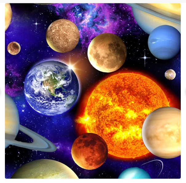 BTY Elizabeths Studio IN SPACE Planets Print 100% Cotton Quilt Fabric Yard - Image 3 of 4