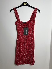 Pretty Little Thing Red Sleeveless Short Dress Womens Size 6 New With Tags