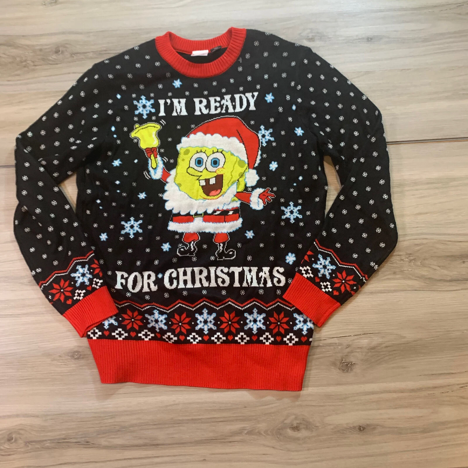 SpongeBob Squarepants Ugly Christmas Sweater Mens Size Medium Nick 90s E213