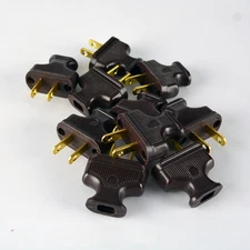 Brown 10-Pack Vintage Antique Style Electrical Plugs - Lot of 10 - Lamp Cord 