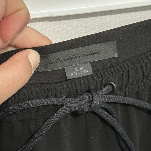 Pantalón Alexander Wang Negro Crepé Cordón Relajado Pierna Recta Informal Talla 10 - Imagen 5 de 13