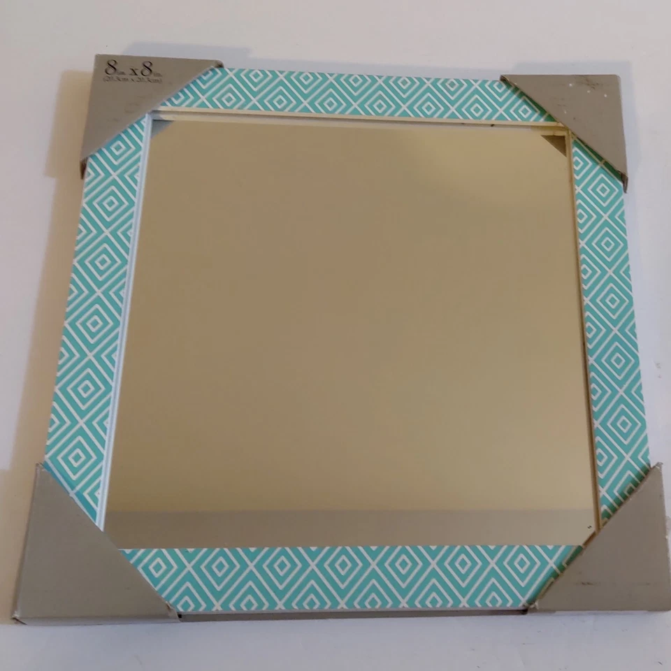 НОВОЕ зеркало с рамой Malden Chevron 8 дюймов x 8 дюймов 20,3 см x 20,3 см бирюзово-белое - Изображение 4 из 4