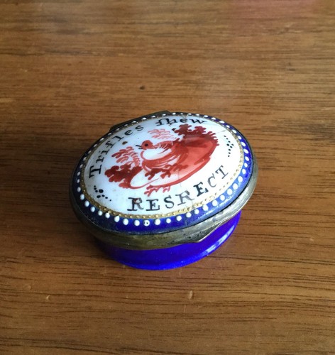18th Century Battersea Bilston Enamel Patch Box Mottoware, Bird On Nest - 第 1/8 張圖片