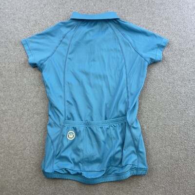 Maillot Cycliste Femme Canari - Bleu Et Noir - Zip Intégral - Manches Courtes - M