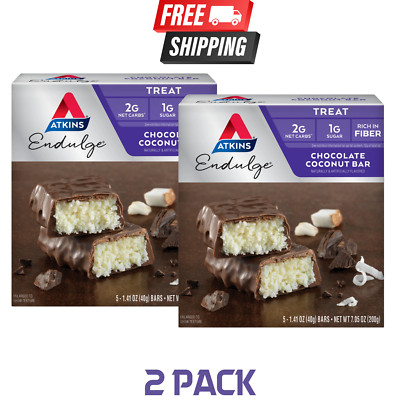 Atkins Endulge Treat, Chocolate Coconut Bar, Keto Friendly, 5 Ct (2 Pk)