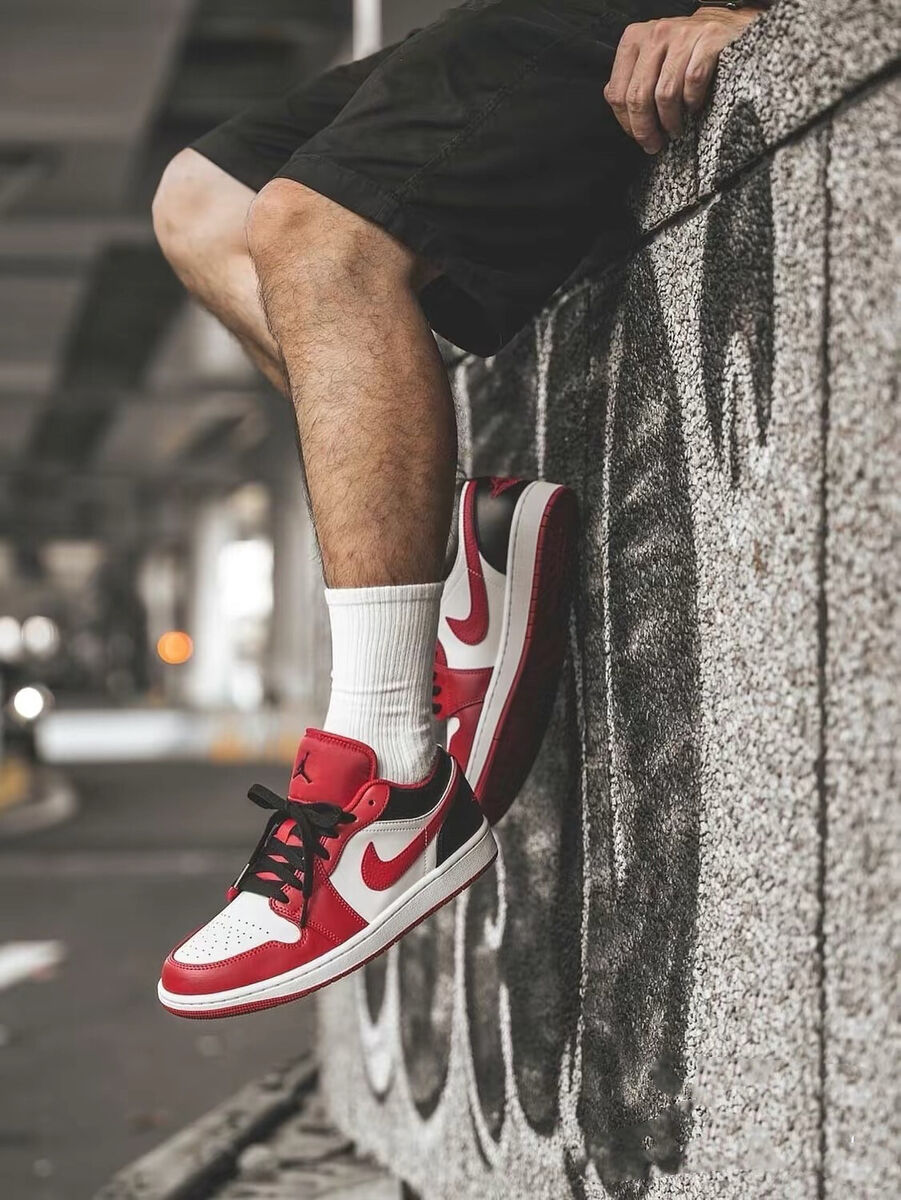 Nike Air Jordan 1 Low Shoes Bulls White Gym Red Black 553558-163