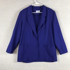 Vintage Blazer Womens 16 Alfred Dunner Blue Shoulder Pads USA Grandma Academia