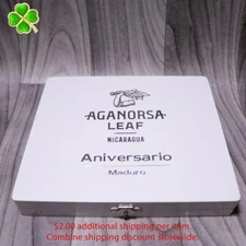 Aganorsa Leaf Short Churchill Aniversario Maduro Wood Cigar Box 8" x 7" x 1"