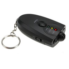 Portable Keychain LED Alcohol Breath Tester with Torch Function Black