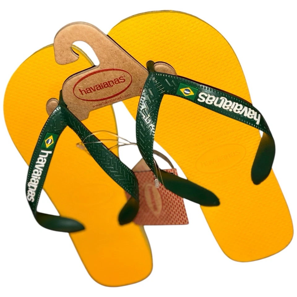 Havaianas Women Kids Flip Flops Yellow Green Brazil Beach Sandals U.K. 3 EU 35.5 - Image 2 of 3