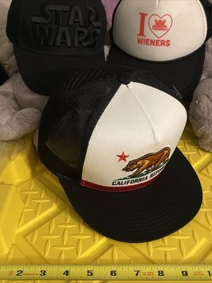 California Republic Hat California Bear Snap-Back Cap Black, White (Adult)