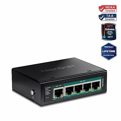 TRENDnet 5 Port Industrial Gigabit PoE Powered DIN Rail Switch TI B541 - Image 2 of 4