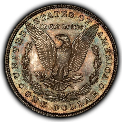 1884 $1 Morgan Silver Dollar - Subtle Rainbow Toning - AU/UNC - SKU-D7400