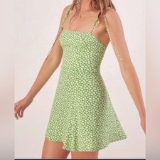 Reformation Presley Dress Green Floral Mini Size 2