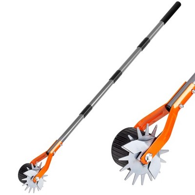 Walensee Wheel Rotary Edger, 69.7 Inch Hand Manual Edger Lawn Tool Orange