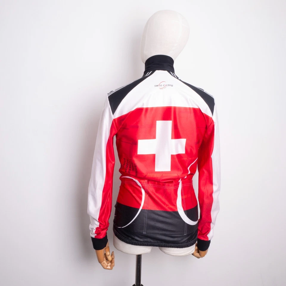 ASSOS Vintage SWISS CYCLING TEAM Red White Windproof Top Jacket Jersey Size L - Image 4 of 4