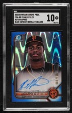 2022 Bowman Chrome Prospect Blue RayWave Refractor Ryan Reckley SGC 10 Auto 02le