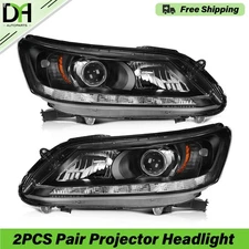 PAIR/2PCS Projector Headlights W/o DRL For Honda Accord Sedan 4-Door 2013-2015