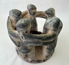 CIRCLE OF FRIENDS MAYAN AZTEC POTTERY CANDLE HOLDER  - 7 1/2" TALL — photo 1