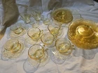 Vintage LOT of 34 PIECES Of Lancaster Jubilee Yellow Depression Glass Etched !!!
