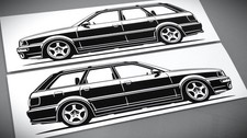 Audi RS2 Avant Sticker Silhouette Audi 80 RS2 Avant Aufkleber 2x Schwarz neu