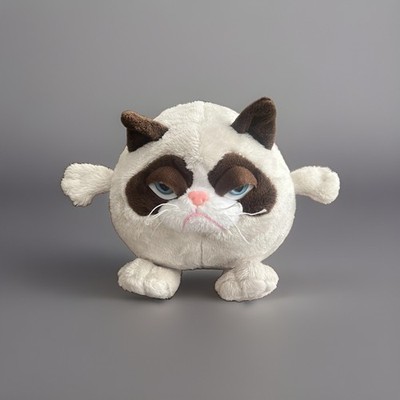Ganz Grumpy Cat Ball Plush 6'' Round Squishy Stuffed Animal Toy Retired Meme