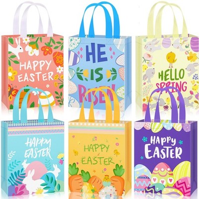 Clysee 36 Pcs Easter Gift Bags 10.2'' x 8.3'' Non Woven Easter Tote Bags with H...