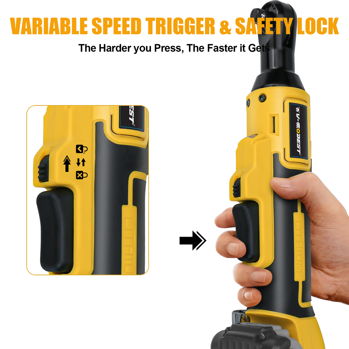 3/8” Cordless Ratchet Wrench Set – Brushless Motor, 74 Ft-Lbs, Variable Speed, Compatible With DEWALT 20V Batteries, With 7 Sockets & Extensions (Tool Only)